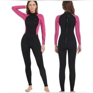 Dark Lightning Wetsuit Women's Size L Full Body 3/2mm Neoprene Pink Black NWT